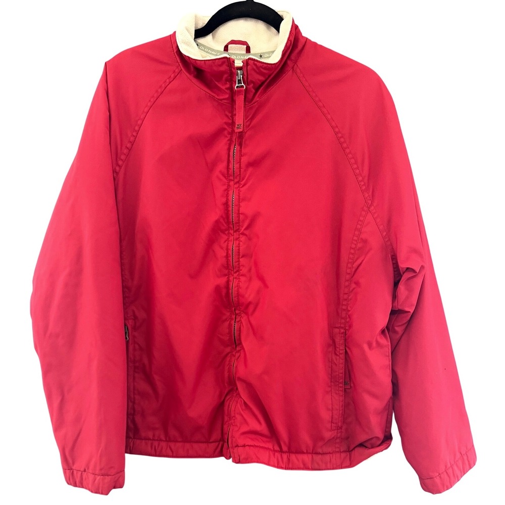 Old Navy Red Fleece Lined Full Zip Jacket Mens Large Gorpcore